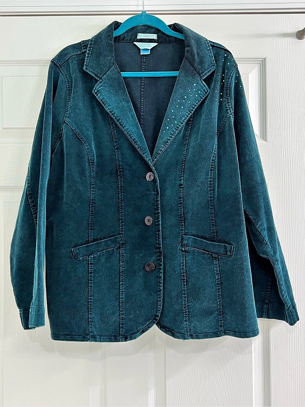 CJ Banks Studded Denim Jacket in Blue Size 2X Like New